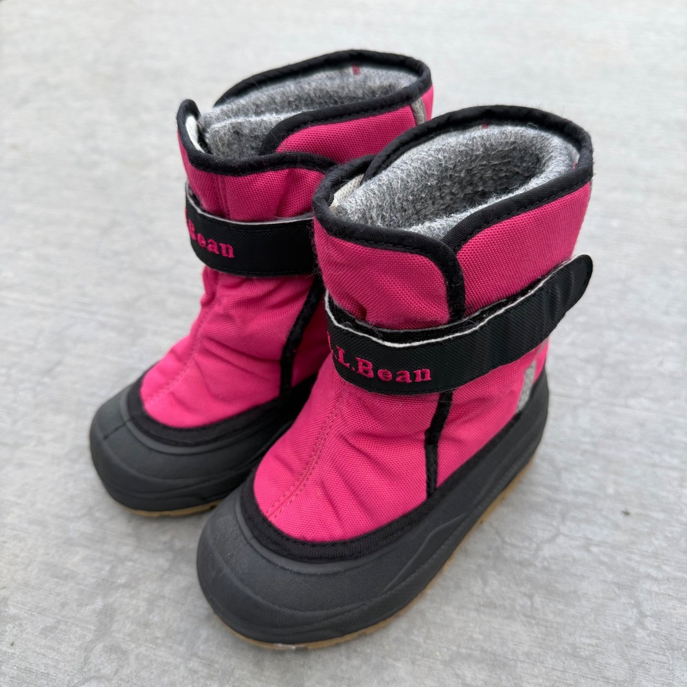 LL Bean Toddler Pink Black Waterproof Insulated Snow Boots Size 9 Toddler